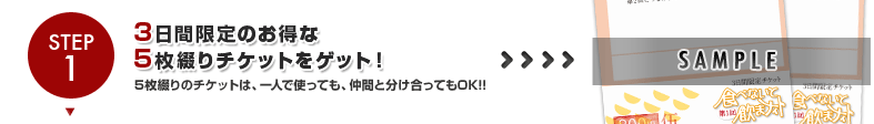 Step1.3日間限定のお得な5枚綴りチケットをゲット！